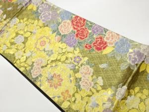 佐賀錦花々に華文・菱模様織出し袋帯